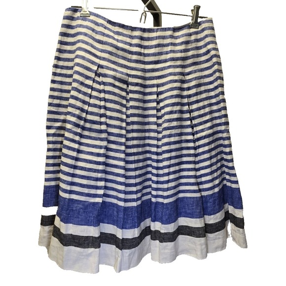 Talbots Dresses & Skirts - Talbots Size 4 Linen Striped A-Line Skirt Blue White Nautical 2013 Cotton Lined